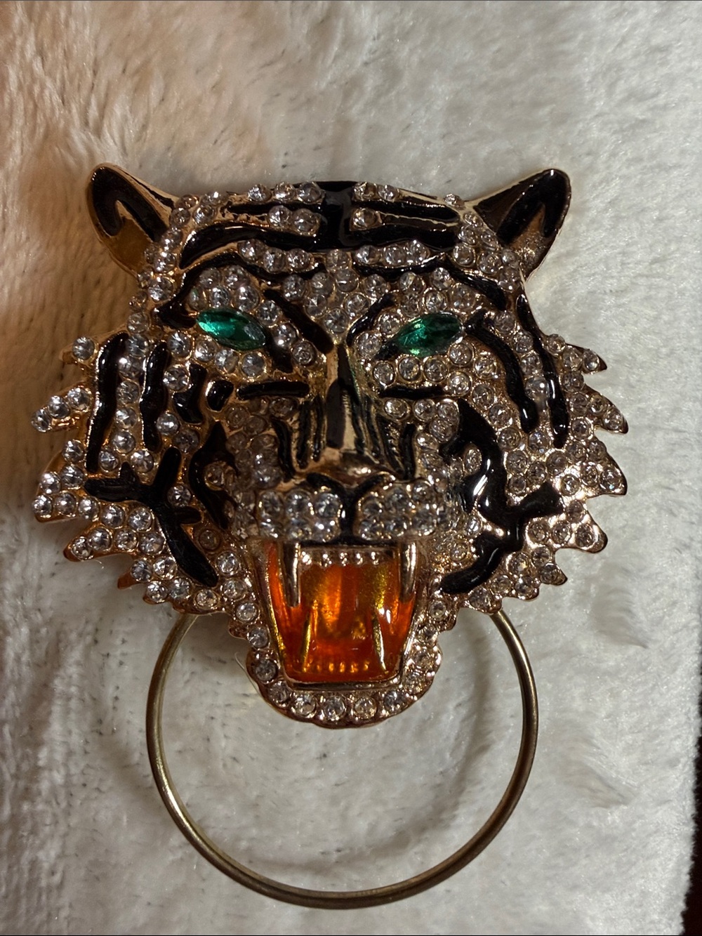 Tiger Rhinestone Eyeglass & ID Holder Magnetic Brooch Pin